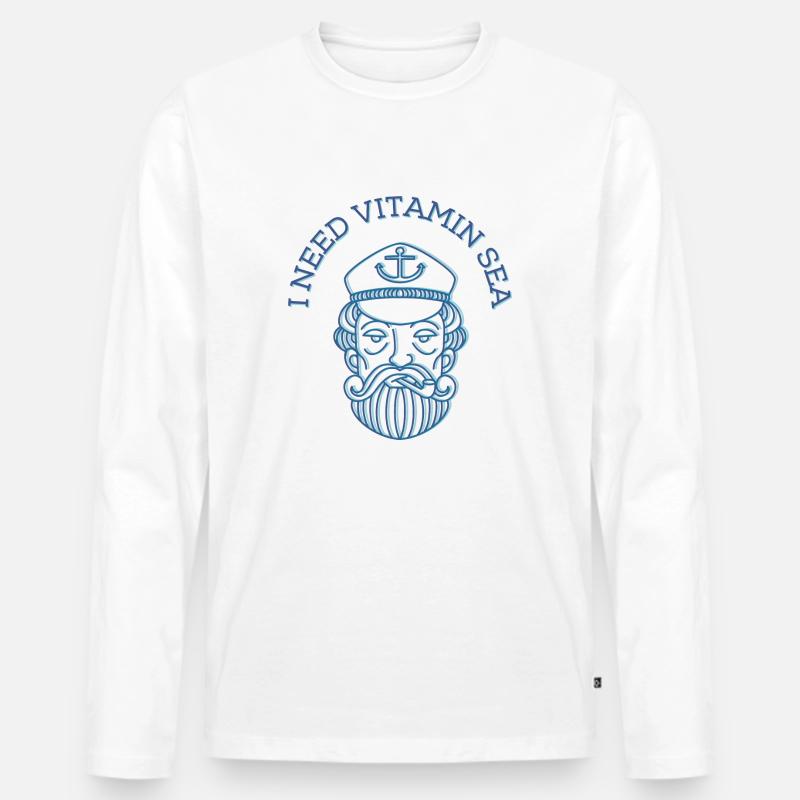 Seemann an Land - Männer Premium Bio Langarmshirt - Weiß
