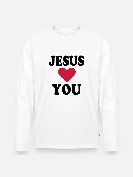 Jesus - T-shirt manches longues Premium bio Homme - blanc