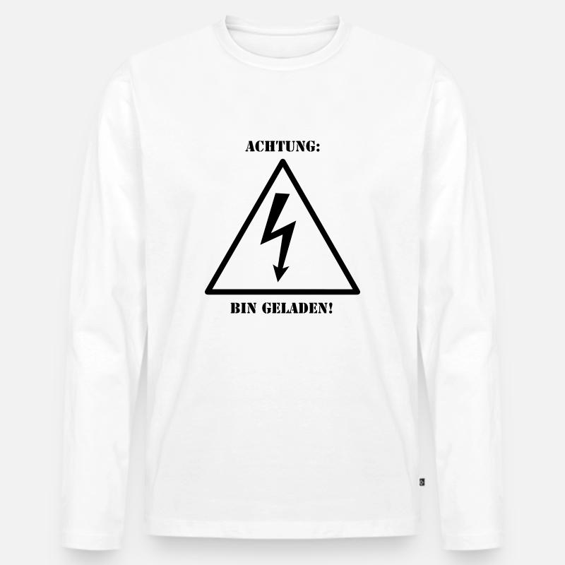 Achtung - bin geladen - Männer Premium Bio Langarmshirt - Weiß