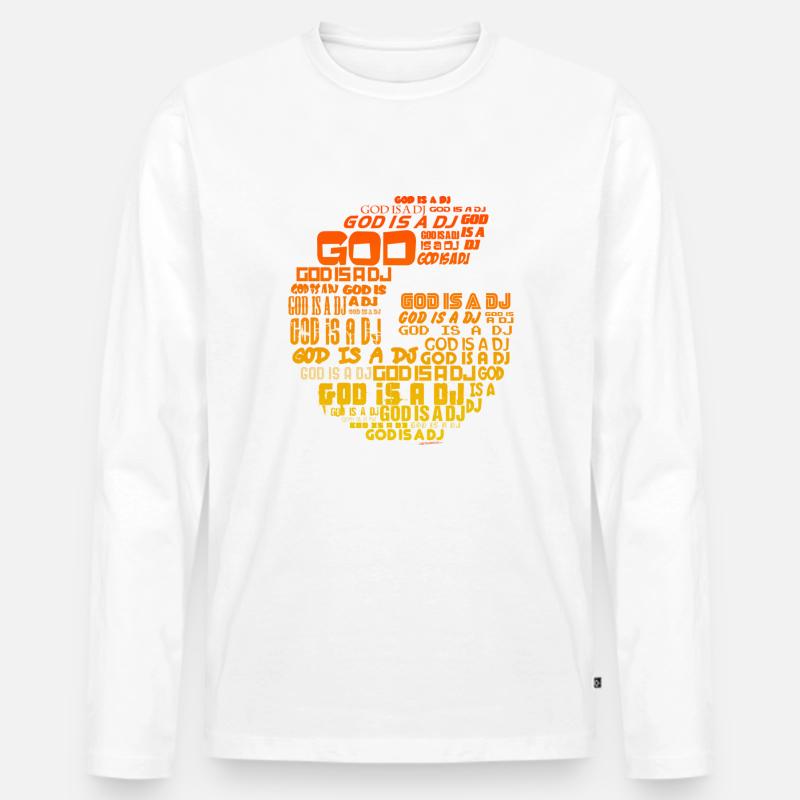 God is a DJ - Männer Premium Bio Langarmshirt - Weiß