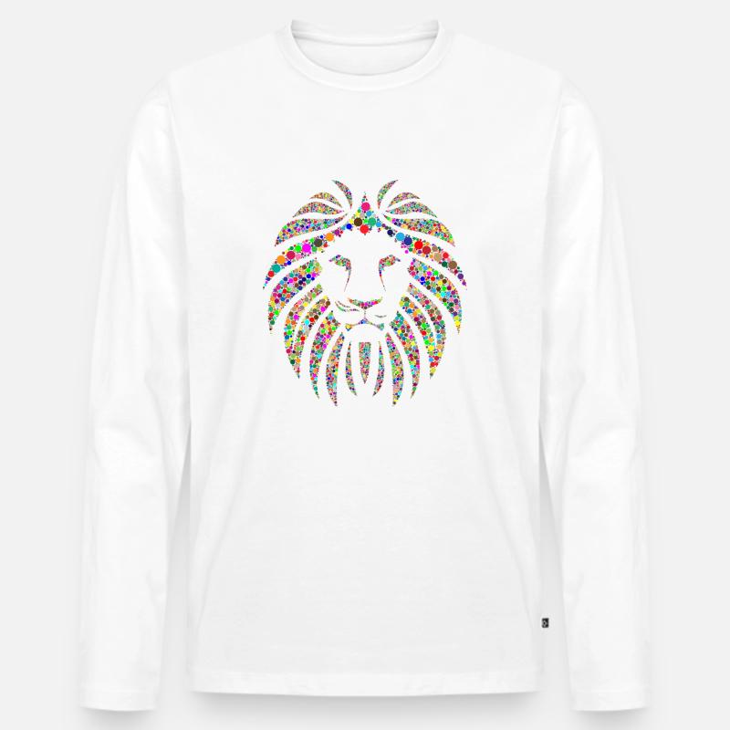 Löwe - Männer Premium Bio Langarmshirt - Weiß