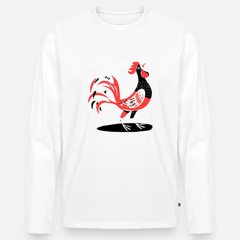 Hahn - Männer Premium Bio Langarmshirt - Weiß
