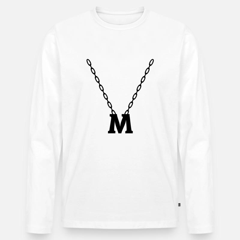 Buchstabenkette Initial M - Männer Premium Bio Langarmshirt - Weiß