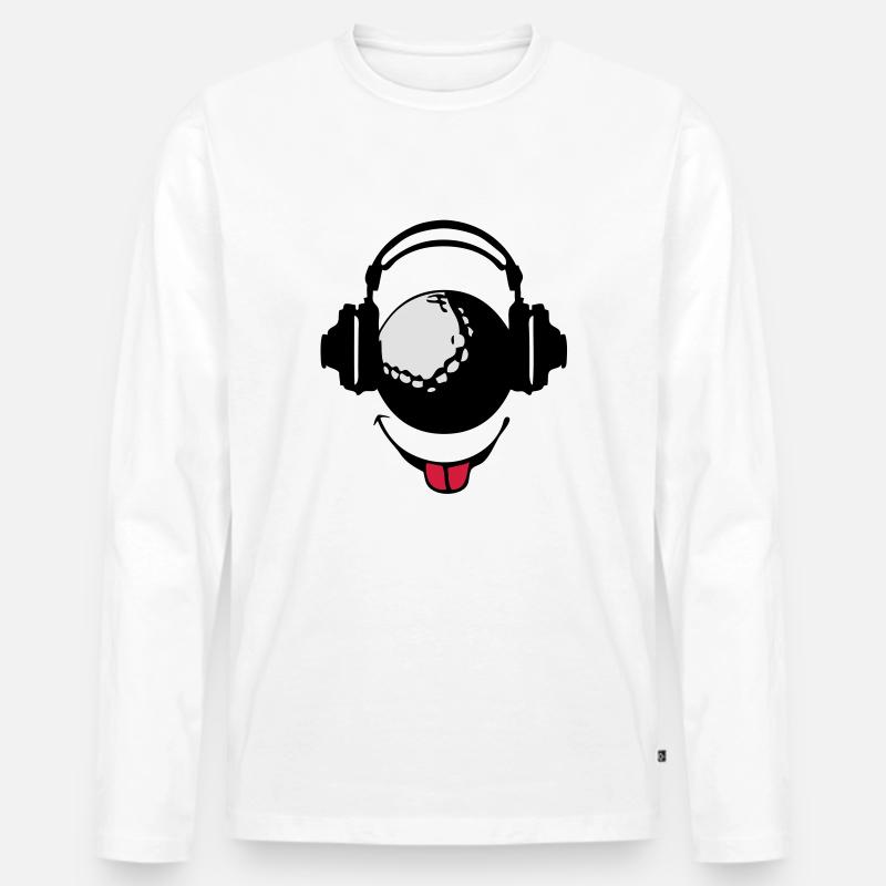Kopfhörer Kopfhörer dj Golf smiley1 - Männer Premium Bio Langarmshirt - Weiß