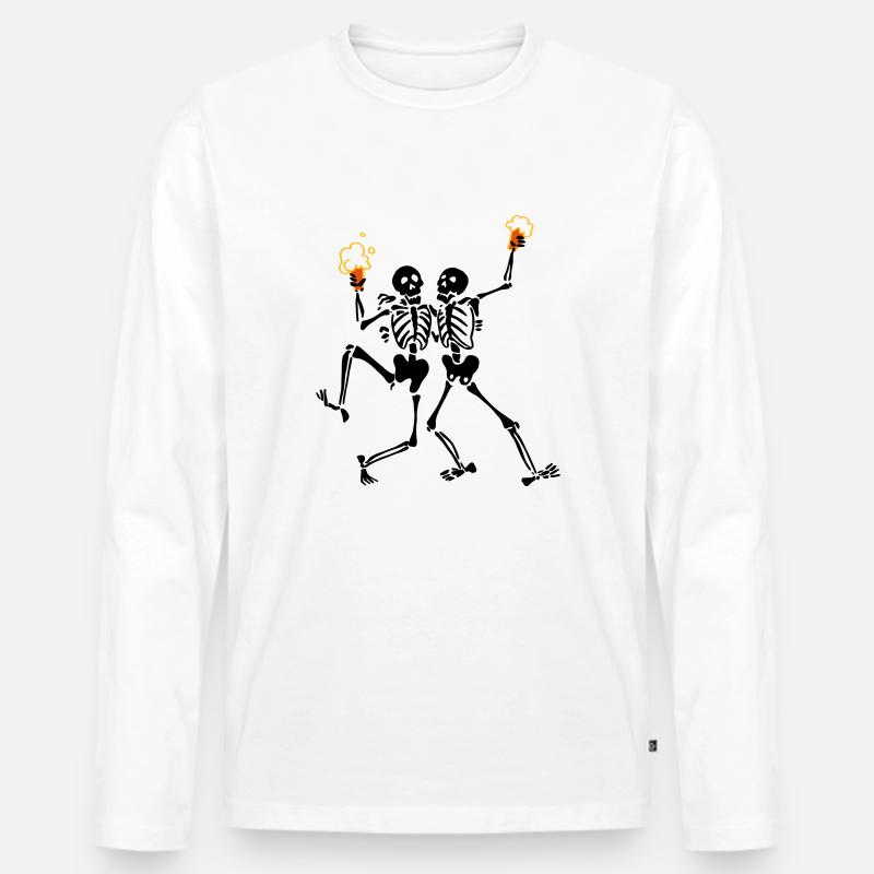 Feiernde Skelette - Männer Premium Bio Langarmshirt - Weiß