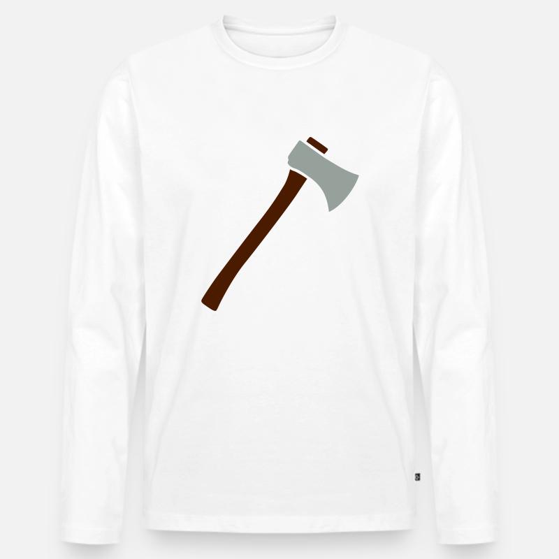 Axt - Männer Premium Bio Langarmshirt - Weiß