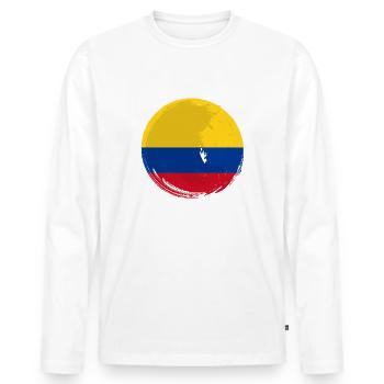 Drapeau de la Colombie Vintage Drapeau colombien - T-shirt manches longues Premium bio Homme - blanc - Devant - Nico (187cm)