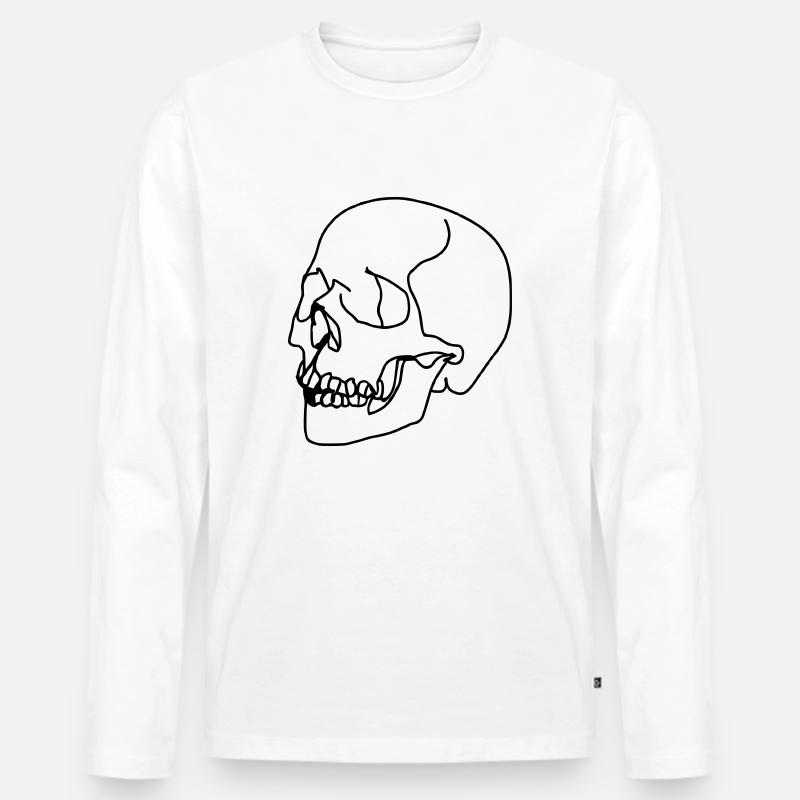 Totenkopf Oneline - Männer Premium Bio Langarmshirt - Weiß