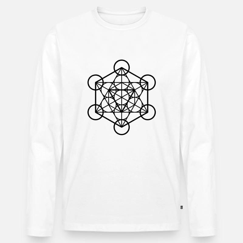 Metatron-Würfel - Männer Premium Bio Langarmshirt - Weiß