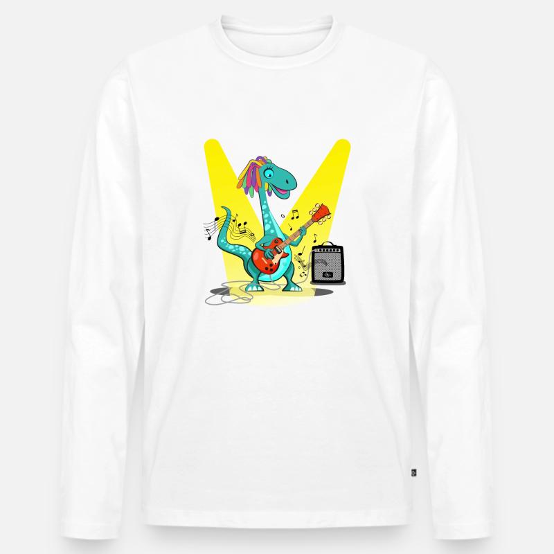 Dino Rasta Cool #2 - Männer Premium Bio Langarmshirt - Weiß