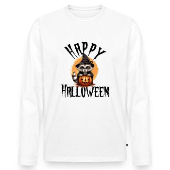 Halloween raton laveur mignon et effrayant Joyeux Halloween - T-shirt manches longues Premium bio Homme - blanc - Devant - Nico (187cm)