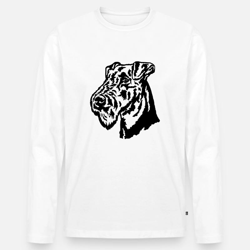 AiredaleTerrier Kopf - Männer Premium Bio Langarmshirt - Weiß