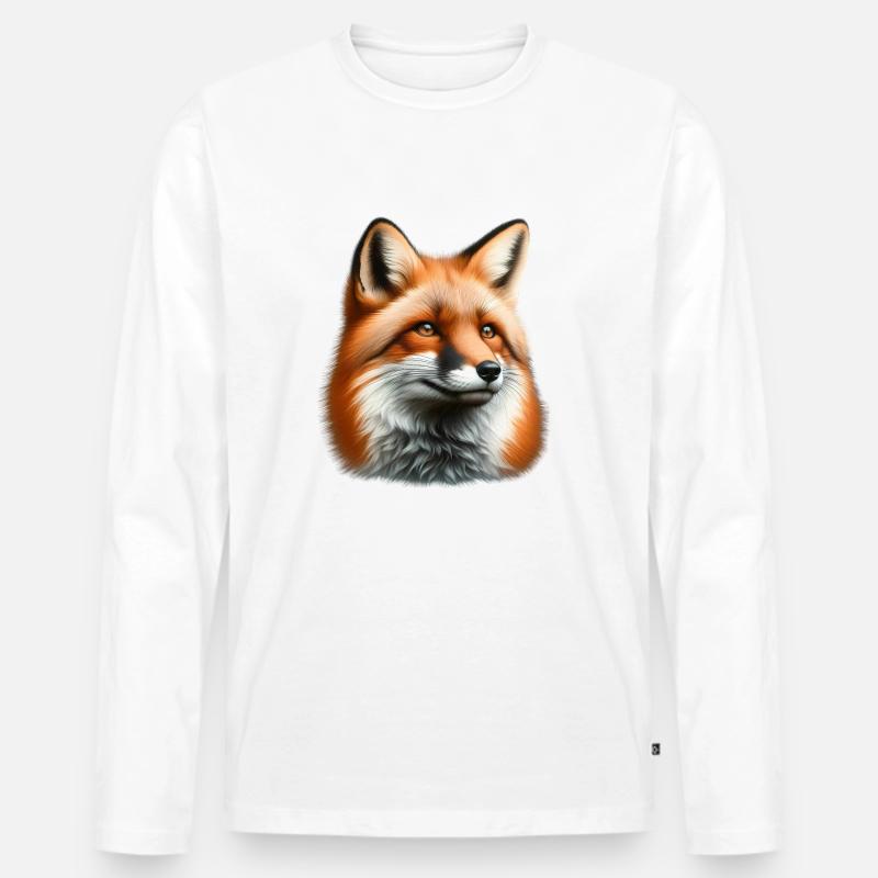 Trippy Polka Dot Fox - Männer Premium Bio Langarmshirt - Weiß