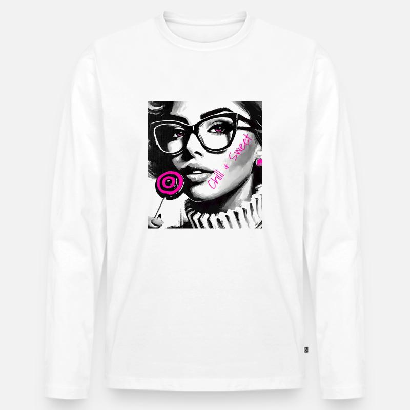 Chill & Süß - Männer Premium Bio Langarmshirt - Weiß