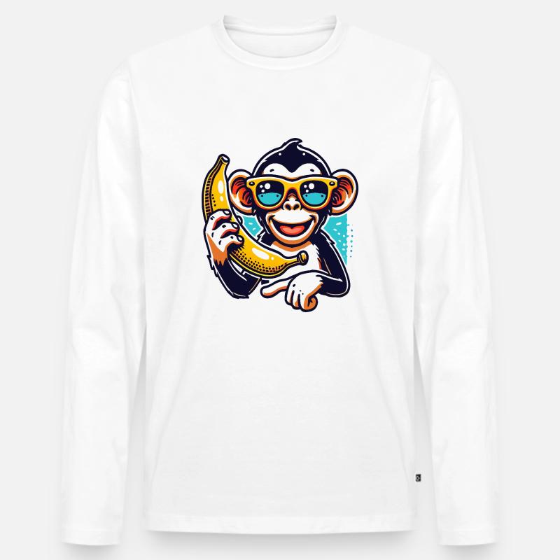 Affe - Männer Premium Bio Langarmshirt - Weiß