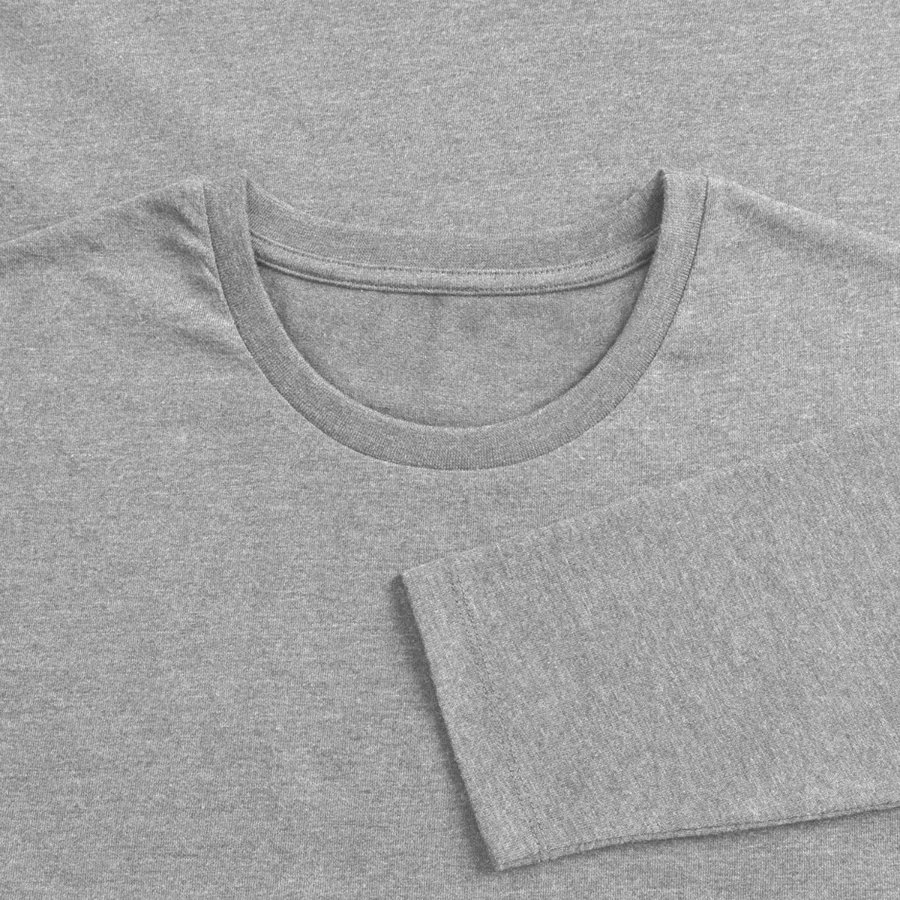 Rome badge on a men's premium organic long sleeve shirt, heather grey, neck label