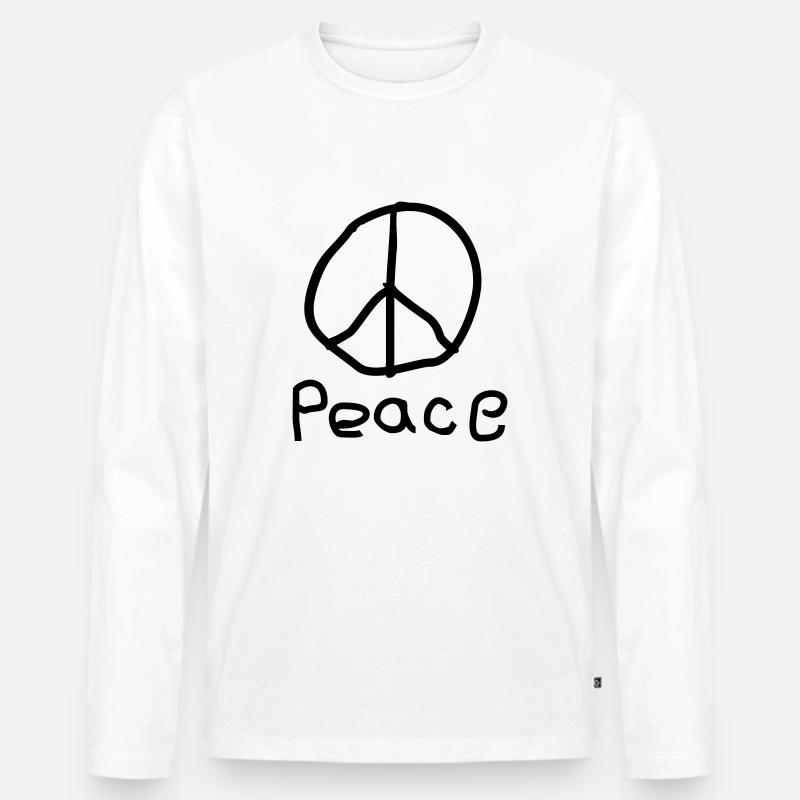 Peace - Männer Premium Bio Langarmshirt - Weiß