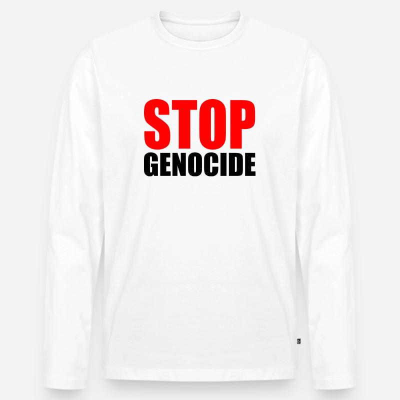 Stop genocide - Männer Premium Bio Langarmshirt - Weiß