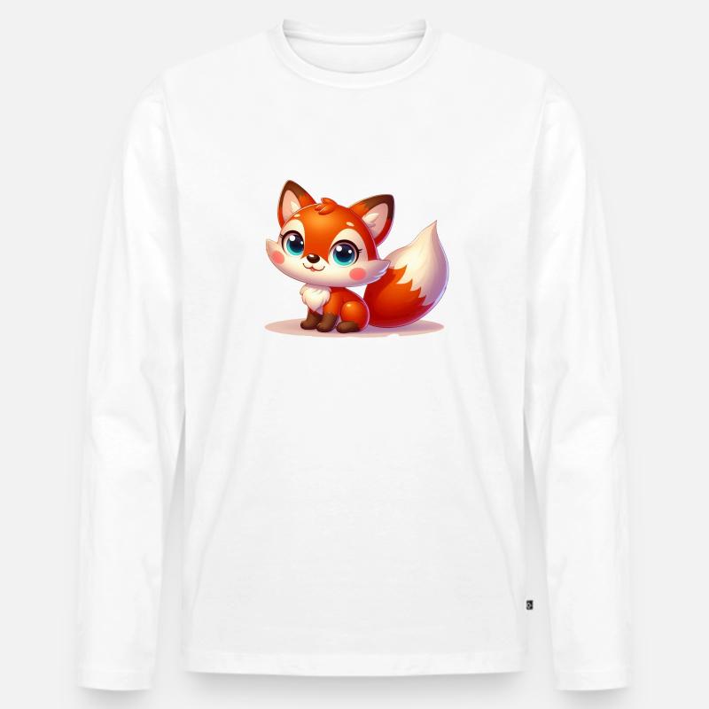 FOX 3 - Männer Premium Bio Langarmshirt - Weiß