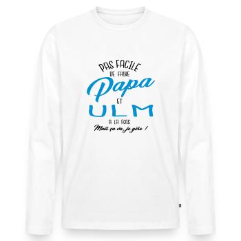 Papa et ULM - T-shirt manches longues Premium bio Homme - blanc - Devant - Nico (187cm)