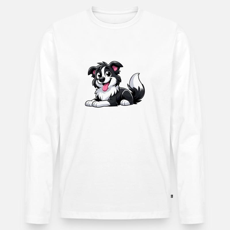 Border Collie 4 - Männer Premium Bio Langarmshirt - Weiß
