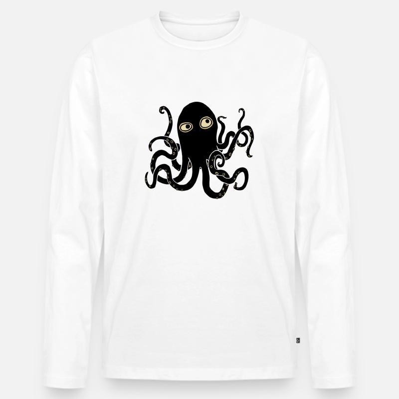 Kraken - Männer Premium Bio Langarmshirt - Weiß