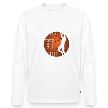 joueur de basket-ball joueur de basket-ball - T-shirt manches longues Premium bio Homme - blanc - Devant - Nico (187cm)