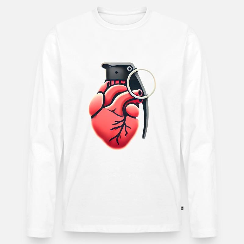 Explosive Herzgranate Design - Männer Premium Bio Langarmshirt - Weiß