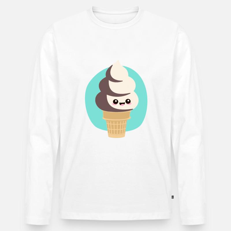 süßes Softeis Sommer Kawaii - Männer Premium Bio Langarmshirt - Weiß