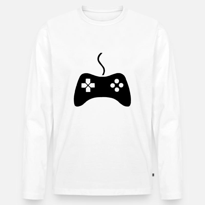 Controller Flat - Männer Premium Bio Langarmshirt - Weiß