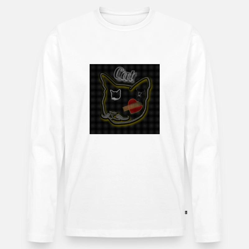 Cat - Abbild - 2023 - Männer Premium Bio Langarmshirt - Weiß