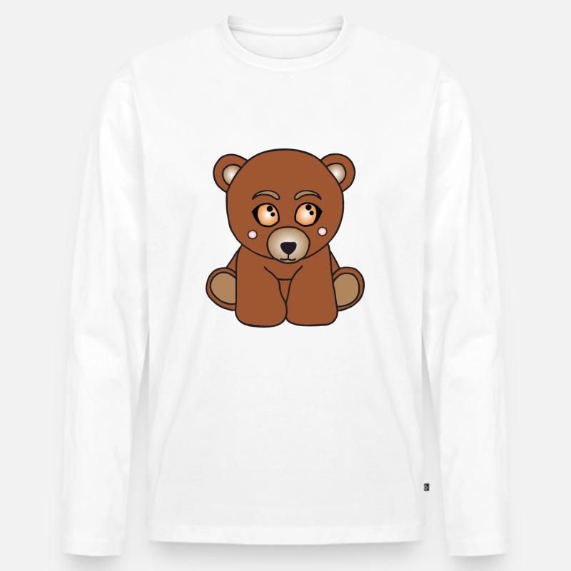 Kleiner süßer Bär - Männer Premium Bio Langarmshirt - Weiß