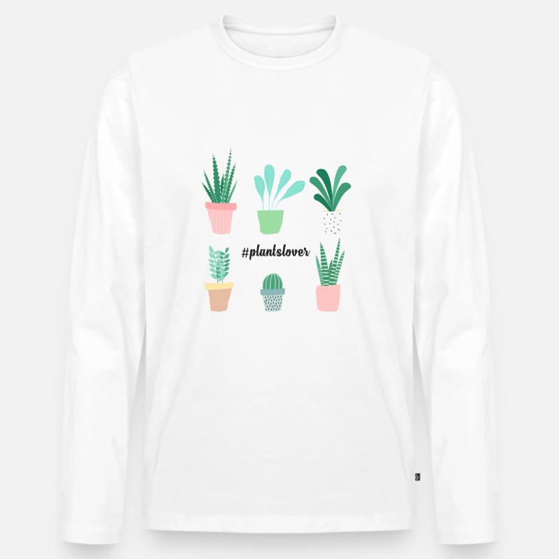 Plantslover - Männer Premium Bio Langarmshirt - Weiß