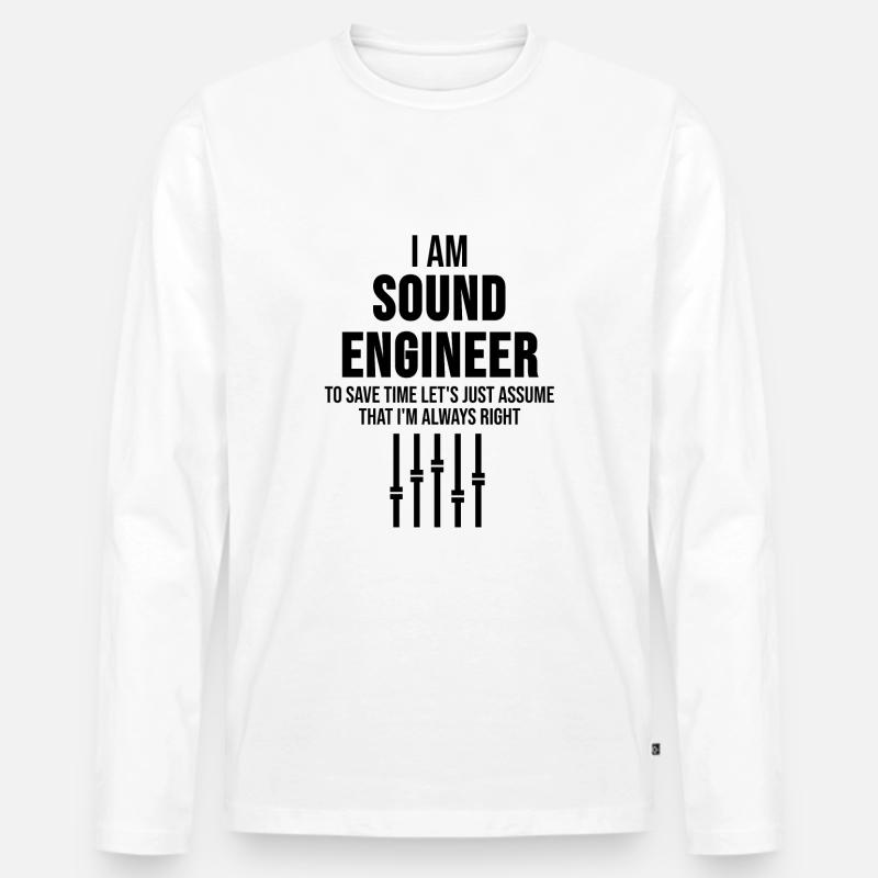 Tontechniker Mischpult Cooles Geschenk - Männer Premium Bio Langarmshirt - Weiß