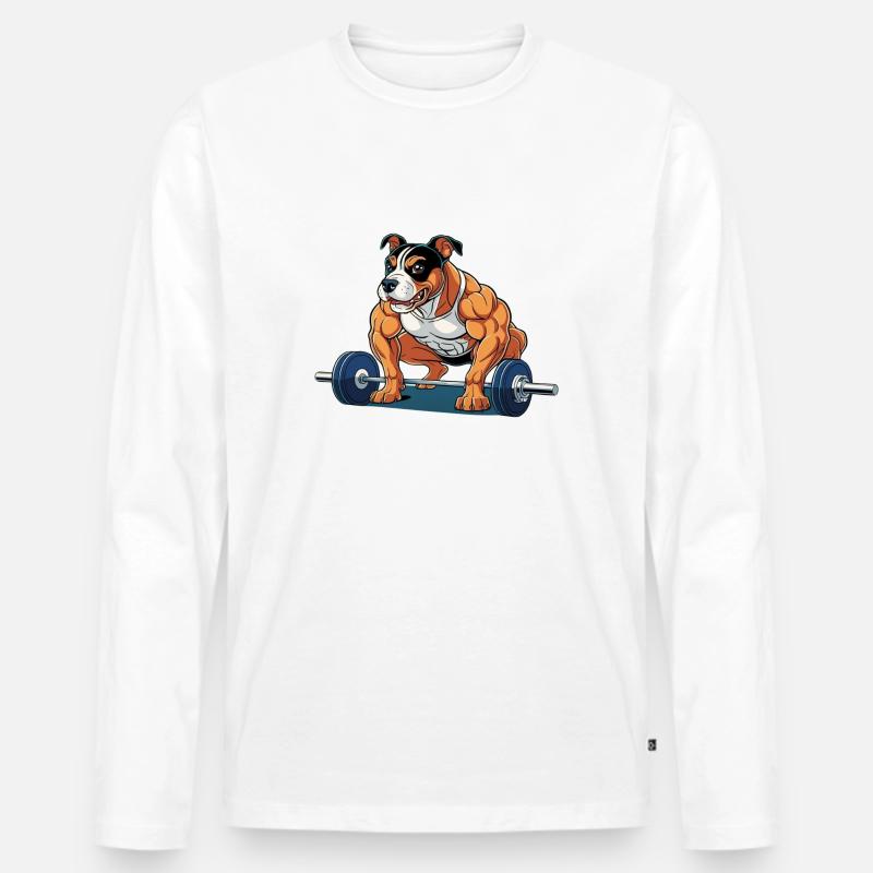 Amstaf Gym stemmt Gewichte Strongman - Männer Premium Bio Langarmshirt - Weiß