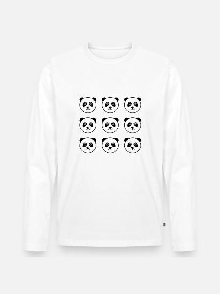 Panda face - Men's Premium Organic Long Sleeve Shirt - white