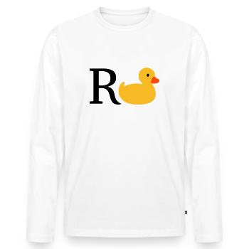 Rente – grosses R mit kleiner gelber Ente - Männer Premium Bio Langarmshirt - Weiß - Vorne - Nico (187cm)