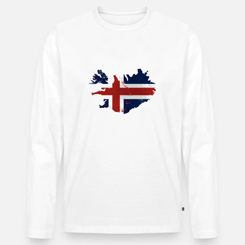 Iceland Flag Map - Männer Premium Bio Langarmshirt - Weiß