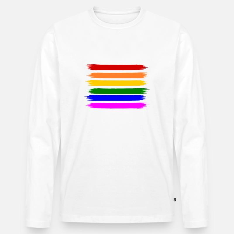 Regenbogen Regenbogenfahne - Männer Premium Bio Langarmshirt - Weiß