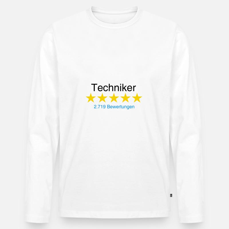 Techniker mit Bewertung - Männer Premium Bio Langarmshirt - Weiß