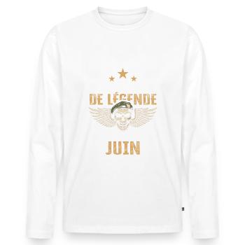 Légionnaire - Légende - Homme - Juin - Cadeau - T-shirt manches longues Premium bio Homme - blanc - Devant - Nico (187cm)