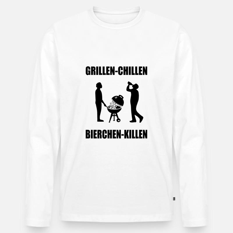 BBQ - Männer Premium Bio Langarmshirt - Weiß