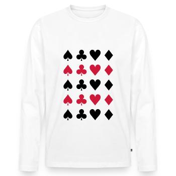 Pik cross heart check pattern - Men's Premium Organic Long Sleeve Shirt - white - Front - Nico (187cm)