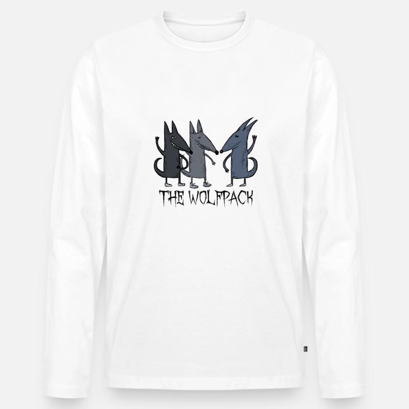 Wolfpack Wolfsrudel Kumpels - Männer Premium Bio Langarmshirt - Weiß