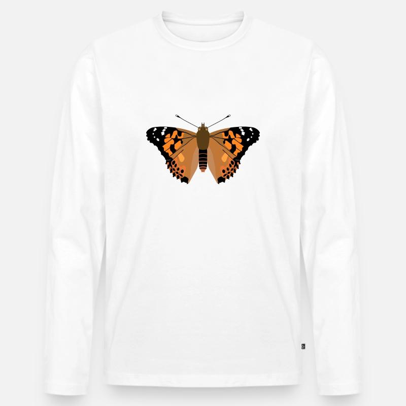 Schmetterling - Männer Premium Bio Langarmshirt - Weiß