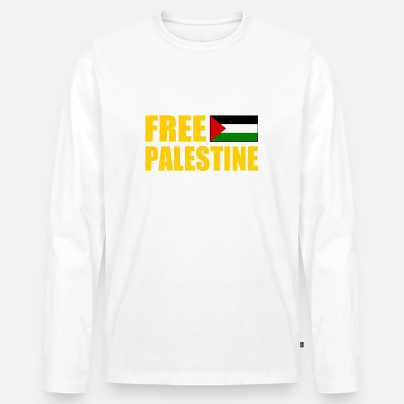 Free palestine - Männer Premium Bio Langarmshirt - Weiß
