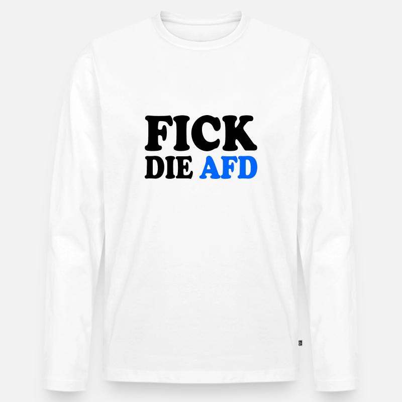 Fick die afd - Männer Premium Bio Langarmshirt - Weiß
