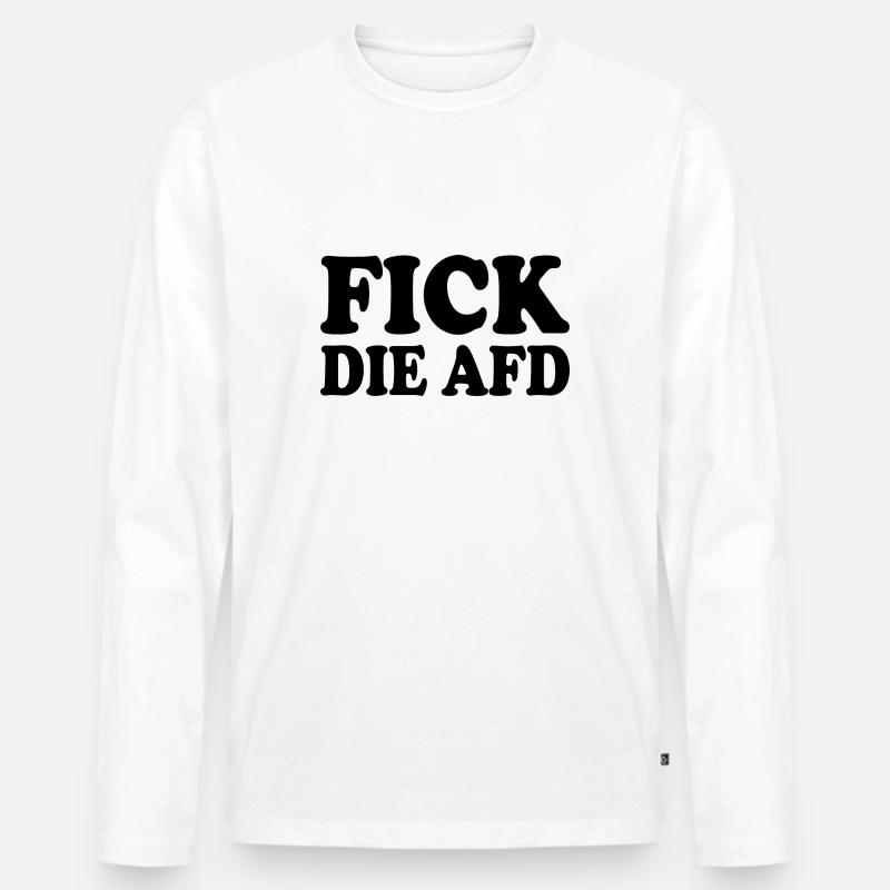 Fick die afd - Männer Premium Bio Langarmshirt - Weiß