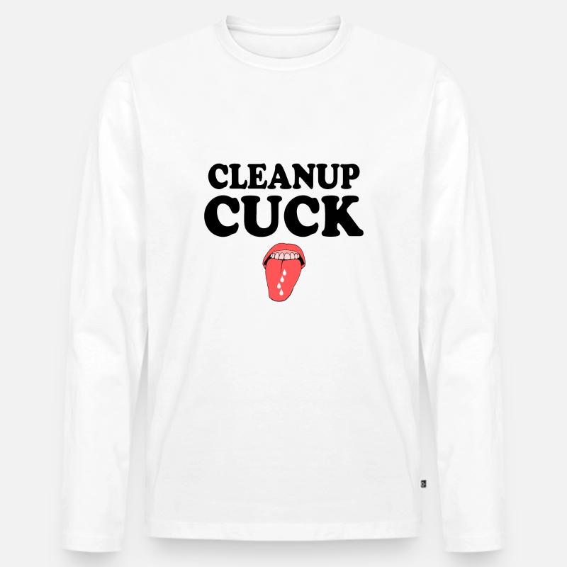 Cuckold clean up - Männer Premium Bio Langarmshirt - Weiß