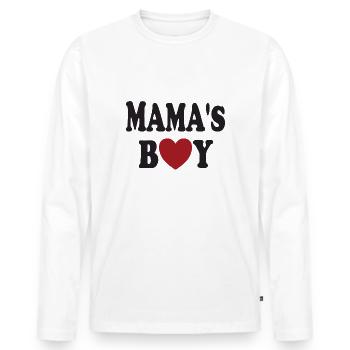 Mom's Boy Gift Idea with Sweet Saying - Baby - Men's Premium Organic Long Sleeve Shirt - white - Front - Nico (187cm)
